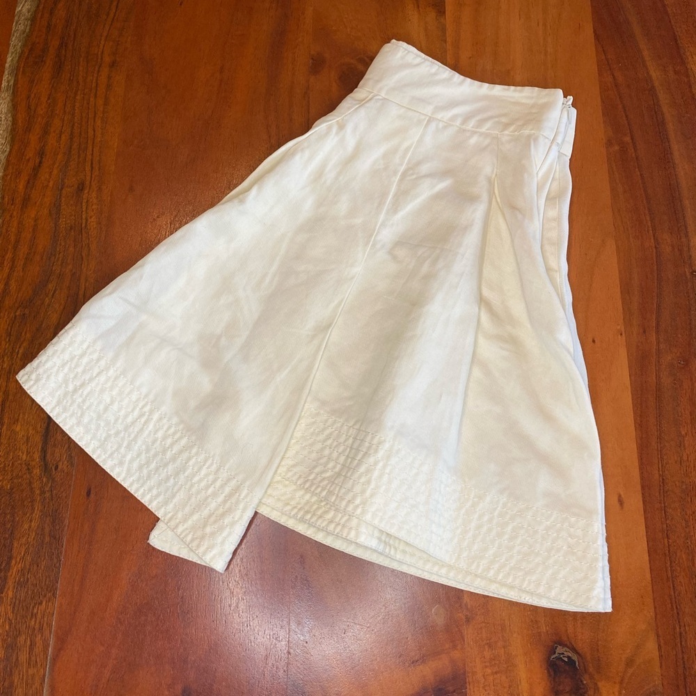 Derek Lam 10 Crosby Pleated Mini Skirt White Linen Cotton Women’s 4 Coastal Prep